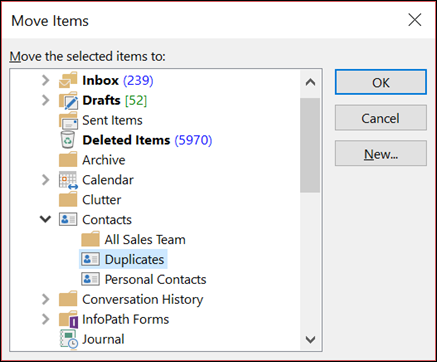 delete duplicate contacts in outlook 2016